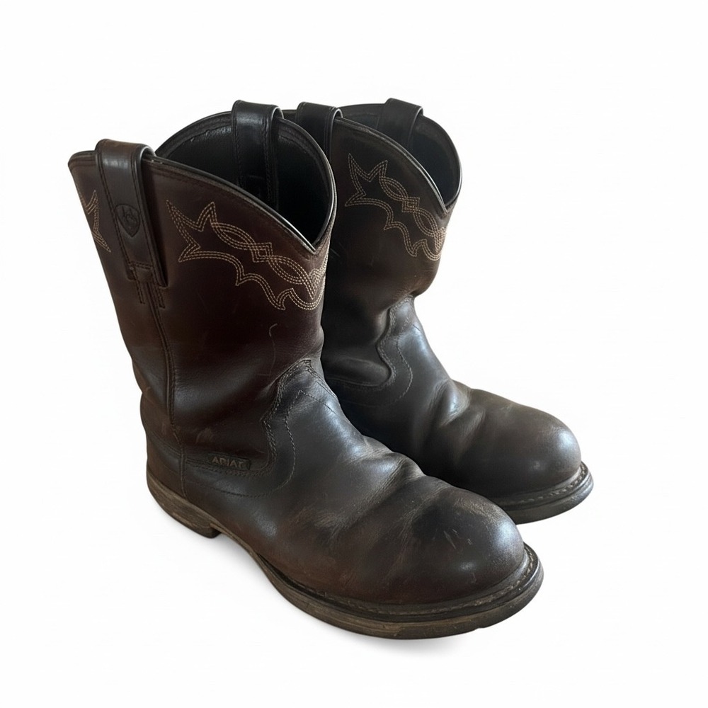 Ariat Groundbreaker Mens Brown Leather Work Boots 10001200 9.5 EE Wide